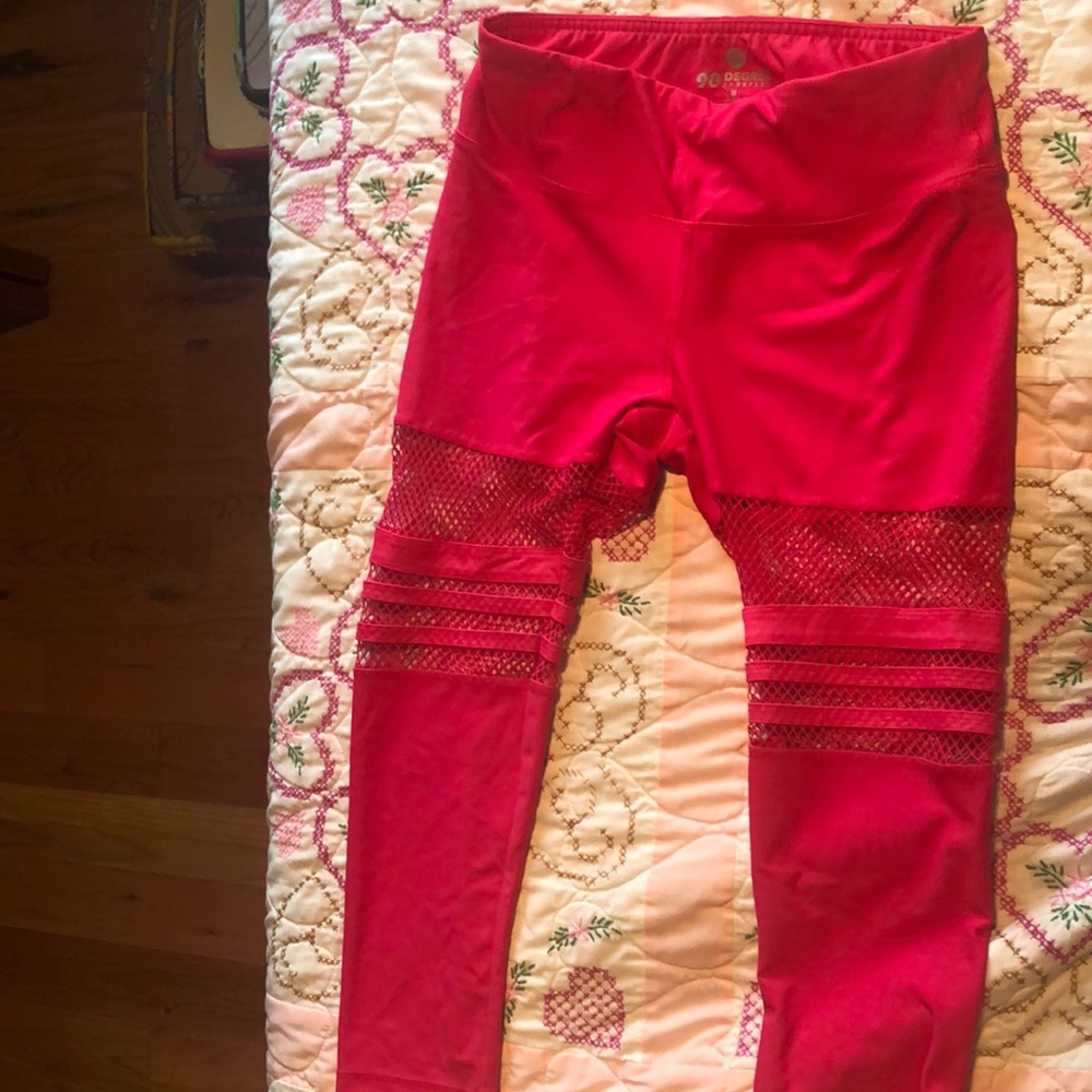 Pink leggings with partial fishnet